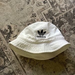 Adidas White Canvas Bucket Hat